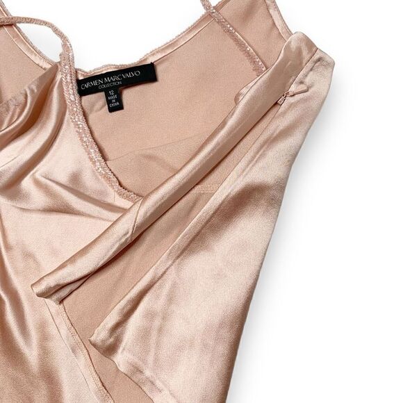Carmen Marc Valvo Collection Satin Blush Pink Midi Skirt & Top Set Women’s 8/12 - Picture 3 of 16